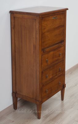 Secretaire in noce massiccio con cassetti e ribalta utilizzabile come scrittoio