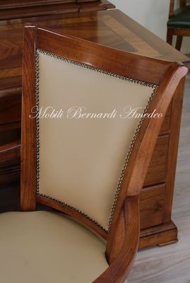Classic style office swivel chair upholstered in genuine beige leather