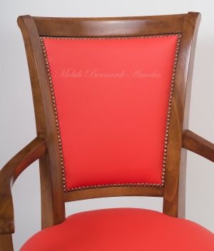 Classic style study swivel chair padded and covered with genuine orange Italian leather
