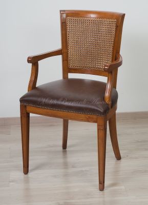 Sedia Capotavola Noce Seduta Pelle Marrone Classica 01