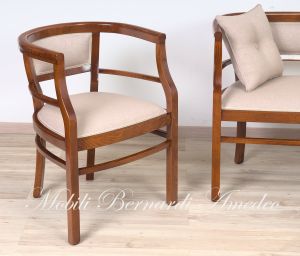 Poltroncine stile liberty a pozzetto in legno con seduta imbottita