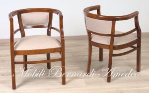 Poltroncine stile liberty a pozzetto in legno con seduta imbottita