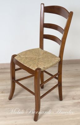 Sedia country rustica campagnola in legno fatta a mano con paglia