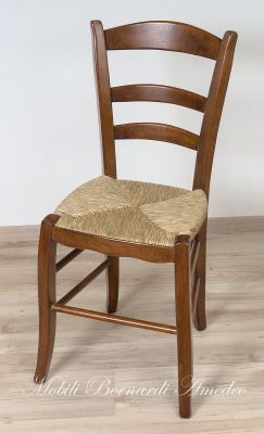 Sedia country rustica campagnola in legno fatta a mano con paglia