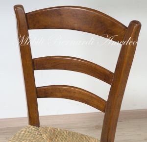Sedia country rustica campagnola in legno fatta a mano con paglia