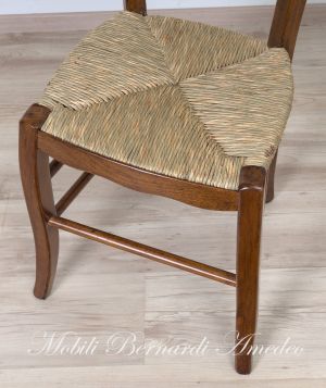 Sedia country rustica campagnola in legno fatta a mano con paglia