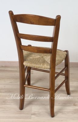 Sedia country rustica campagnola in legno fatta a mano con paglia