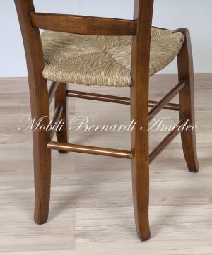 Sedia country rustica campagnola in legno fatta a mano con paglia