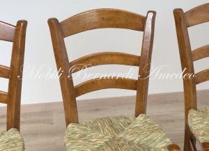 Sedie fatte a mano stile country rustico in legno di rovere con seduta impagliata