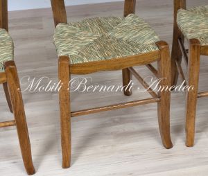 Sedie fatte a mano stile country rustico in legno di rovere con seduta impagliata