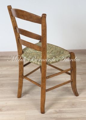 Sedie fatte a mano stile country rustico in legno di rovere con seduta impagliata