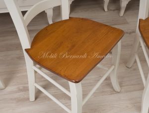 Sedie rustiche country fatte a mano con seduta in legno massiccio e struttura laccata colore bianco anticato