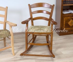 Sedia A Dondolo Rustica Country Impagliata 01