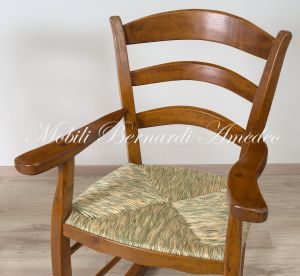Sedia A Dondolo Rustica Country Impagliata 02