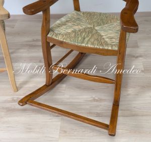 Sedia A Dondolo Rustica Country Impagliata 03