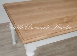 Handcrafted country style solid wood table with light two-tone finish