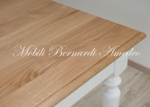 Handcrafted country style solid wood table with light two-tone finish