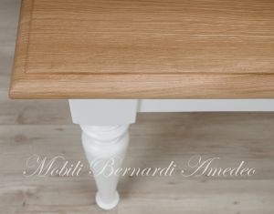Handcrafted country style solid wood table with light two-tone finish