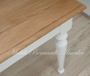 Handcrafted country style solid wood table with light two-tone finish