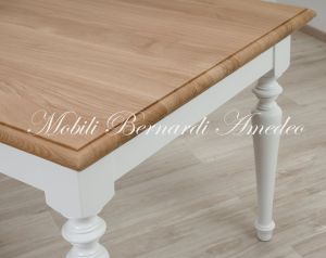 Handcrafted country style solid wood table with light two-tone finish