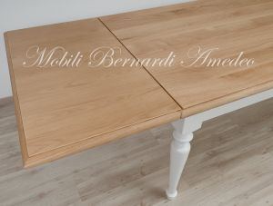 Handcrafted country style solid wood table with light two-tone finish