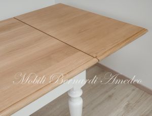 Handcrafted country style solid wood table with light two-tone finish