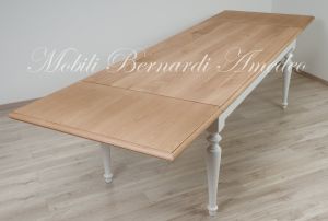 Handcrafted country style solid wood table with light two-tone finish