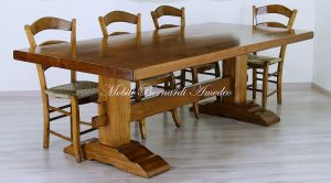 Wooden tavern table with central legs