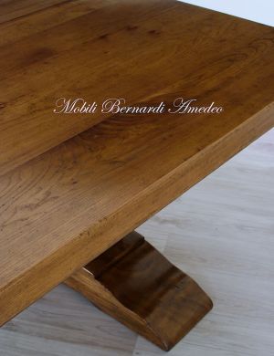 Wooden tavern table with central legs