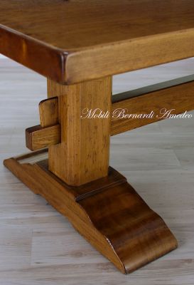 Wooden tavern table with central legs