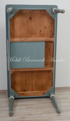 Country-Provençal style brushed solid wood table with very antique colored lacquered finish