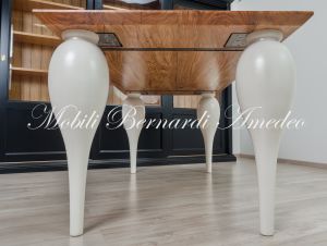 Tavolo da soggiorno in ulivo con gambe moderne colore bianco
