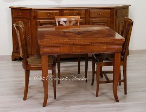 Tavolo quadrato cm 100x100 in ciliegio stile classico con allunghi