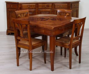 Tavolo quadrato cm 100x100 in ciliegio stile classico con allunghi