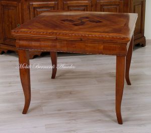 Tavolo quadrato cm 100x100 in ciliegio stile classico con allunghi