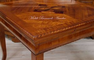 Tavolo quadrato cm 100x100 in ciliegio stile classico con allunghi