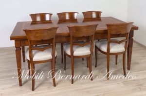 Tavolo classico allungabile intarsiato in noce cm 200x100