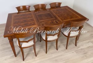 Tavolo classico allungabile intarsiato in noce cm 200x100