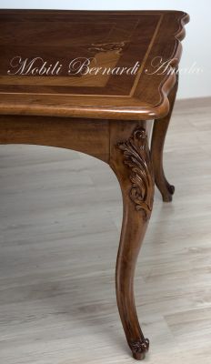 TA354 Tavolo allungabile top intarsiato e gambe curve