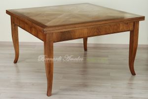 Tavolo quadrato in legno stile classico con prolunghe 140x140 cm
