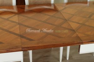Tavolo da pranzo in legno bicolore con prolunghe centrali