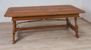 Tavolo 3 Prolunghe Noce Nazionale Gambe A Lira Con Ferro 220x120 Cm 01