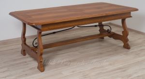 Tavolo 3 Prolunghe Noce Nazionale Gambe A Lira Con Ferro 220x120 Cm 02
