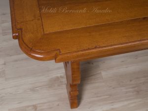 Tavolo 3 Prolunghe Noce Nazionale Gambe A Lira Con Ferro 220x120 Cm 07