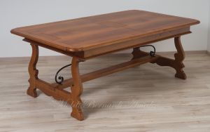 Tavolo 3 Prolunghe Noce Nazionale Gambe A Lira Con Ferro 220x120 Cm 11