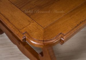 Tavolo 3 Prolunghe Noce Nazionale Gambe A Lira Con Ferro 220x120 Cm 14