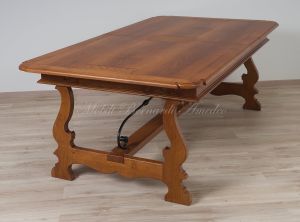 Tavolo 3 Prolunghe Noce Nazionale Gambe A Lira Con Ferro 220x120 Cm 15