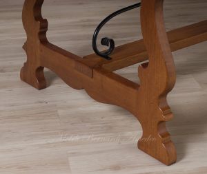 Tavolo 3 Prolunghe Noce Nazionale Gambe A Lira Con Ferro 220x120 Cm 18