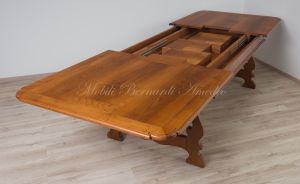 Tavolo 3 Prolunghe Noce Nazionale Gambe A Lira Con Ferro 220x120 Cm 20