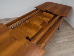 Tavolo 3 Prolunghe Noce Nazionale Gambe A Lira Con Ferro 220x120 Cm 21